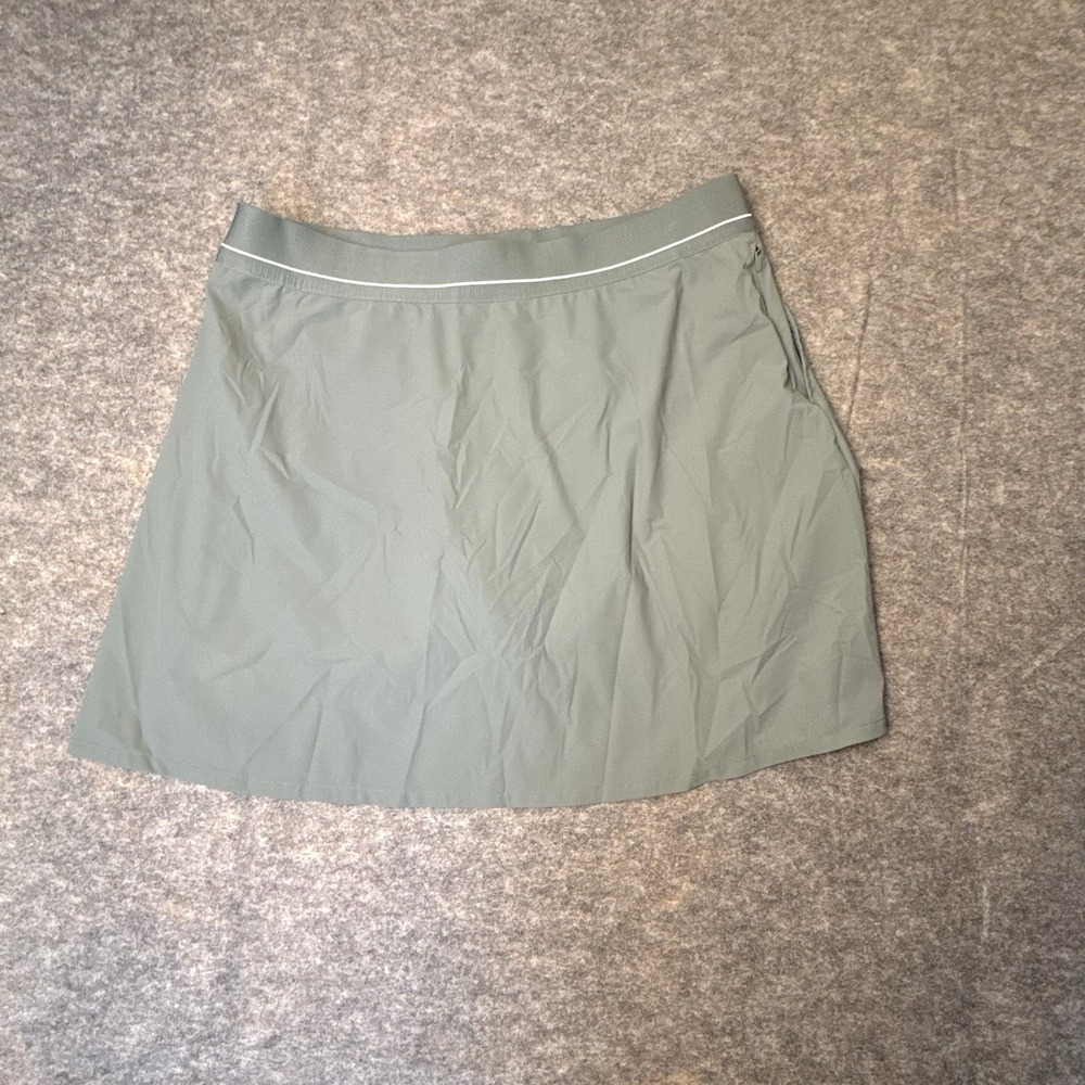 Soybu Athletic Skort Womens Large Sage Green Golf Tennis Skirt Zipper Pockets